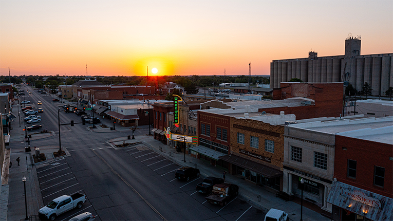 Drone photos of downtown Woodward, OK